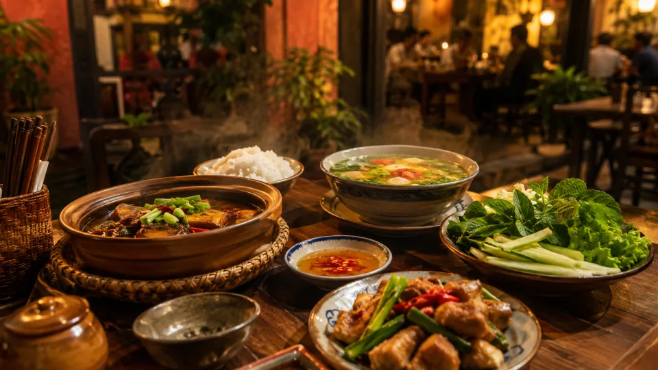 Bàn ăn tại Ẩm Thực Kẻng